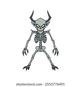 Wendigo Flat Vector Illustration, Skeletal Creature, Stylized Design, Pale, Eerie Features