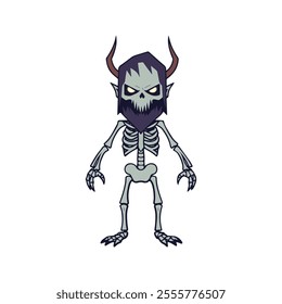 Wendigo Flat Vector Illustration, Skeletal Creature, Stylized Design, Pale, Eerie Features