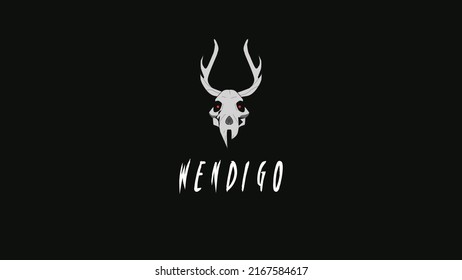 Wendigo Skull Simple Logo Design