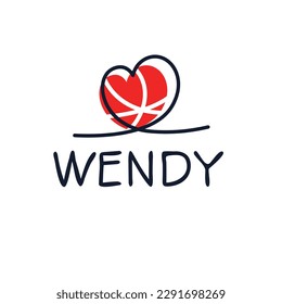 (Wendy) Calligraphy name, Vector illustration.