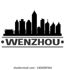 Wenzhou China. City Skyline. Silhouette City. Design Vector. Famous Monuments.