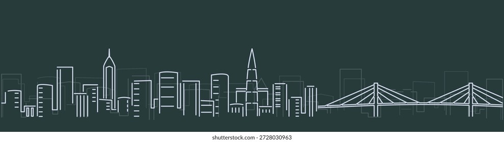 Linhas simples de Wenzhou Skyline em fundo escuro