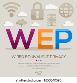 wep mittel (Wired Equivalent Privacy) Computer und Internet Akronyme, Buchstaben und Symbole , Vektorgrafik.
