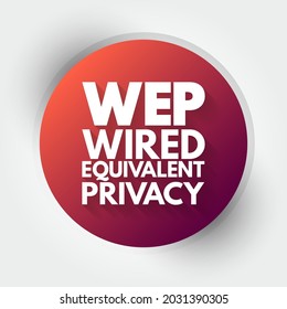 WEP - Wired Equivalent Privacy a security algorithm for 802.11 wireless networks, acronym text concept background