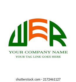 WER-Brief-Logo kreatives Design mit Vektorgrafik