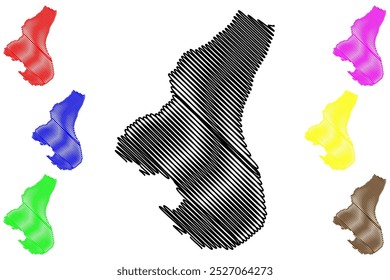 Distrito de Werdenberg (Suíça, Confederação Suíça, Cantão de St Gall, St. Gallen ou Sankt Gallen) mapa ilustração vetorial, esboço de rabisco Wahlkreis mapa de Werdenberg