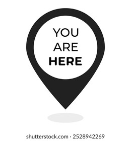 We're here location symbol set. Pin map location icons. Vector illustration.