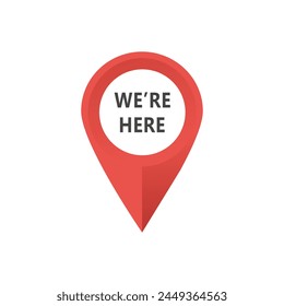 we're here location vector icon. Place symbol. Vector sign isolated on white background.