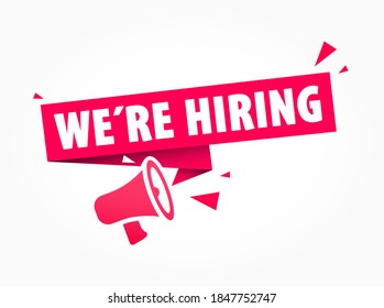 We're Hiring Announcement Megaphone Label