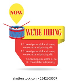 We're hiring Banner, Badge, icon, logo isolated on white background in paper cut style. Vector illustrations.