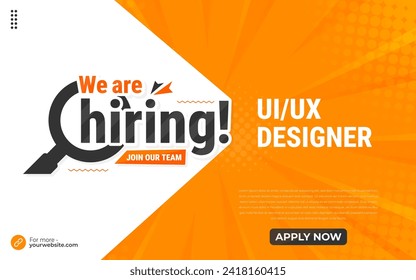 We're hiring banner design. We are hiring job announcement template design employee vacancy announcement vacant position vector.