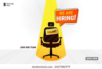 We're hiring banner design. We are hiring job announcement template design employee vacancy announcement vacant position vector.