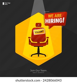 We're hiring banner design. We are hiring job announcement template design employee vacancy announcement vacant position vector.