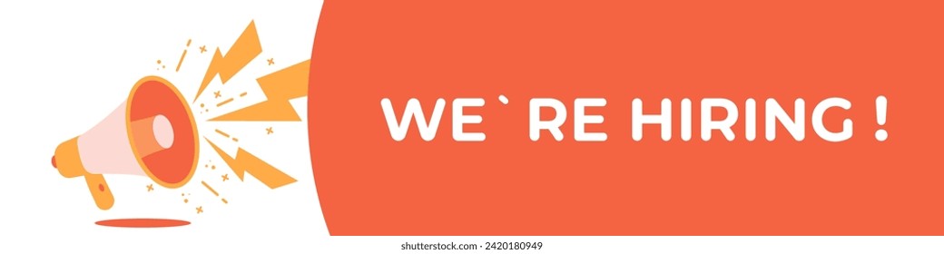 Wir stellen Banner mit Megaphon ein. Vektorgrafik.