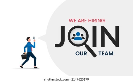 We're hiring concept. Minimal business recruiting announcement vector illustration.