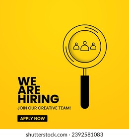 We're hiring Creative. open vacancy design template. We are hiring creative ads.  Hiring poster.