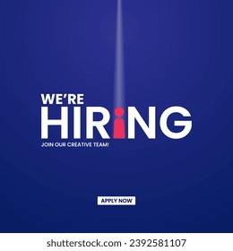 We're hiring Creative. open vacancy design template. We are hiring creative ads.  Hiring poster.