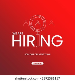 We're hiring Creative. open vacancy design template. We are hiring creative ads.  Hiring poster.