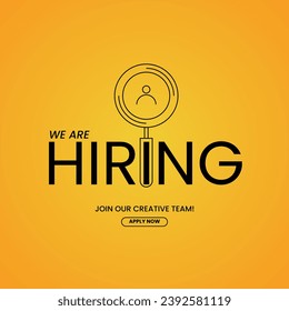 We're hiring Creative. open vacancy design template. We are hiring creative ads.  Hiring poster.