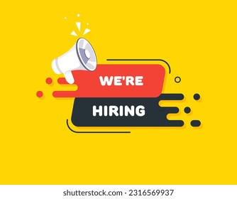 We`re hiring. Flat, color, banner We`re hiring. Vector illustration.