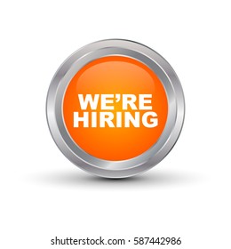 We're Hiring Glossy Button, Vector illustration