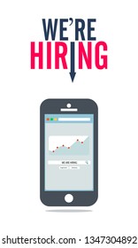 We're Hiring Google Searching Concept Template Mobile Phone Design - Vector