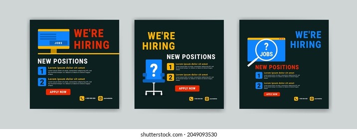 We're hiring. Job offer leaflet template. Job vacancy flyer poster template design.