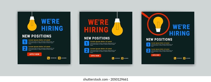 We're hiring. Job offer leaflet template. Job vacancy flyer poster template design.