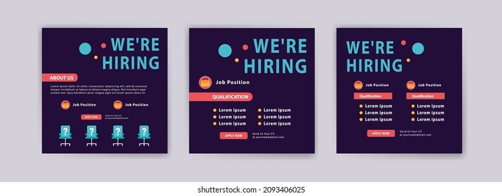 We're hiring. Job offer leaflet template. Job vacancy flyer poster template design.