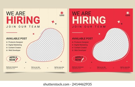 We're hiring job vacancy social media template or web banner