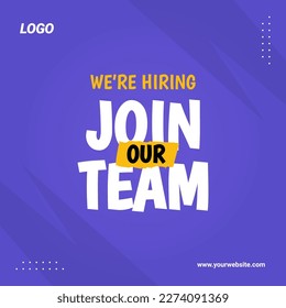 We're Hiring Join Our Team Banner Template. Business Recruiting Concept. Open Vacancy Design Template - EPS 10 Vector