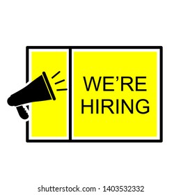We're Hiring Letter Template. Recruitment Employee Illustration As A Simple Vector, Trendy Sign & Symbol for Design and Websites, Banner / Attention.