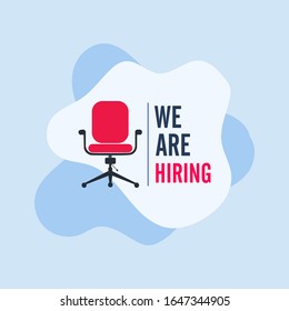 We're hiring with office chair and a sign vacant. Business recruiting design concept. Vector illustration