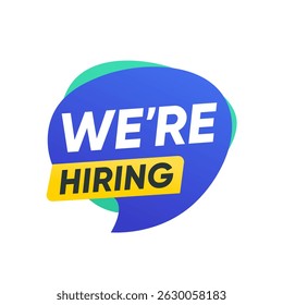 We're Hiring Recruitment Banner Label Vector Design