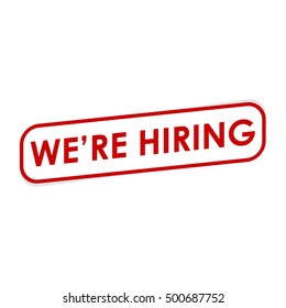 WE'RE HIRING red button