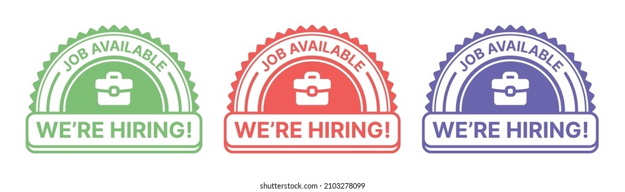 We're hiring sticker stamp vector set. Job available sign