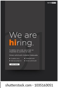 We're Hiring Typography with Hi Standing Out Poster Concept Template Text Box Design and Apply Button