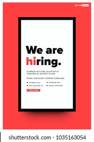 We're Hiring Typography with Hi Standing Out Poster Concept Template Text Box Design and Apply Button