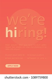 	
We're Hiring Typography with Hi Standing Out Poster Concept Template Text Box Design and Apply Button