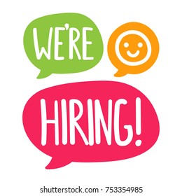 We're hiring. Vector flat hand drawn illustration on white background.