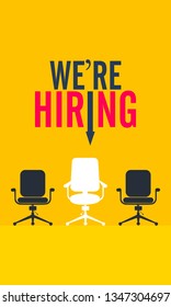 We're Hiring. Vector Flat Illustration On Yellow Background. - Vector