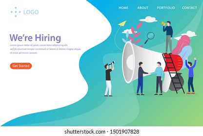 we're hiring vector illustration concept, can use for, landing page, template, ui, web, mobile app, poster, banner, flyer