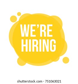 We're hiring. Vector illustration. White text on yellow background