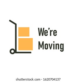We're moving Moving card design. Clipart image isolated on white background