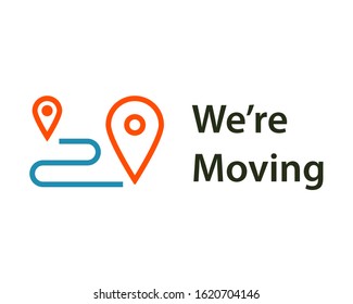 We're moving Moving card design. Clipart image isolated on white background