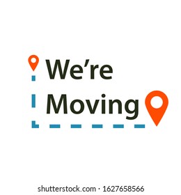 We're moving Moving card design. Clipart image isolated on white background