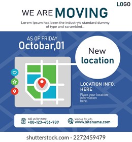 we're moving flyer and poster for social media post template. We are move.