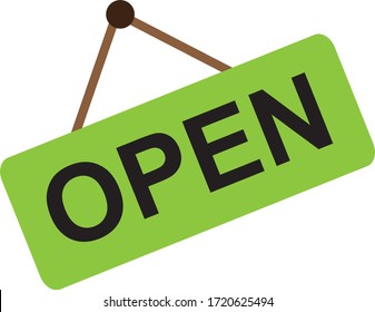 We're open again after quarantine, vector illustration of small business owner. Please wear a face mask and keep your distance to protect from Covid-19, Coronavirus pandemic. Reopening end of covid