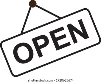 We're open again after quarantine, vector illustration of small business owner. Please wear a face mask and keep your distance to protect from Covid-19, Coronavirus pandemic. Reopening end of covid