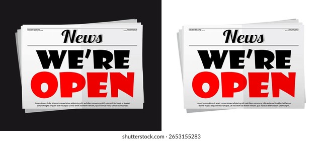 " We're Open " auf Zeitung